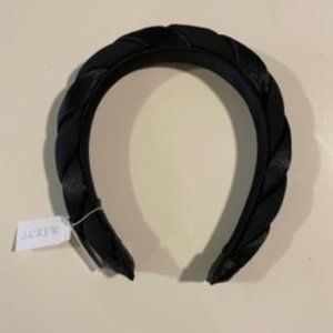 J.Crew Twisted Puff Black Satin Padded Headband NWT